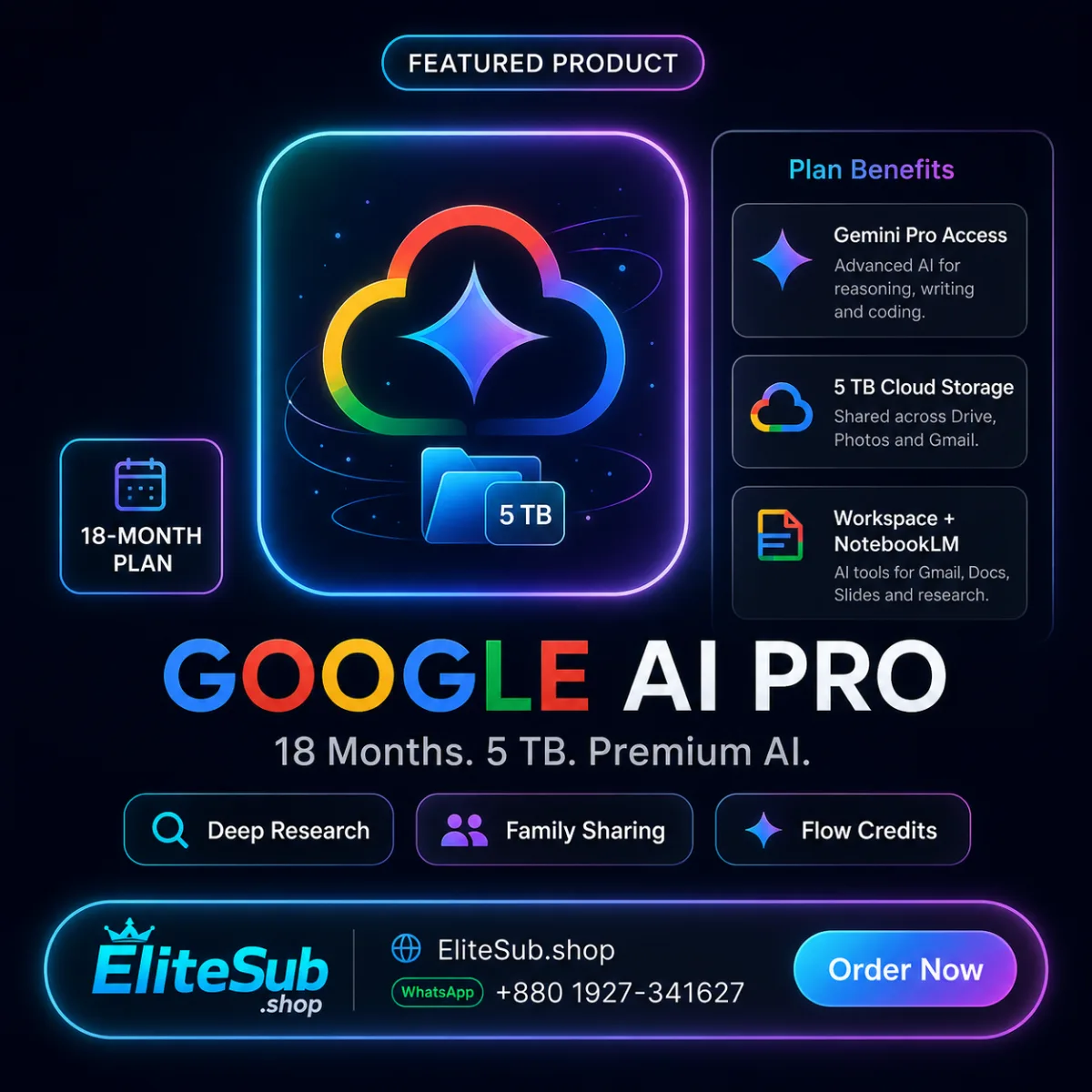 Google AI Pro 18-Month Premium Plan – 5 TB Storage + Gemini Pro Access